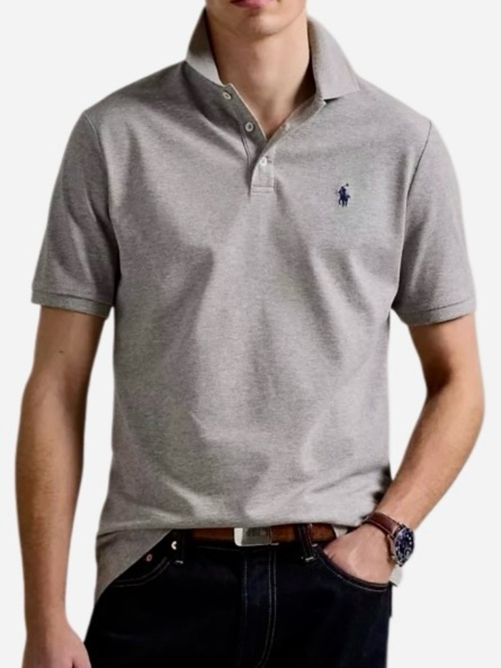 Polo Ralph Lauren Custom Fit Polo in Grey/Blue Man’s M